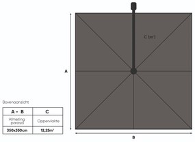 Platinum Challenger Telescope Zweefparasol premium - 3,5x3,5 cm. - Faded Black