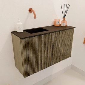 Mondiaz Joya 70cm toiletmeubel dusk met wastafel faye links zonder kraangat urban