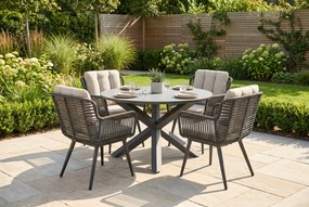 Tuinset Ronde Tuintafel 4 personen 130 cm Rope Grijs  Coco Custa/Orino