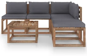 vidaXL 6-delige Loungeset pallet met kussens geïmpregneerd grenenhout