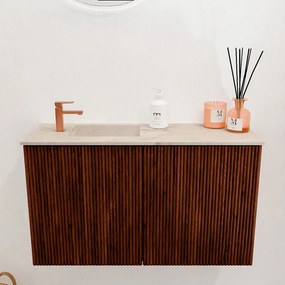 Mondiaz Joya DLux 70cm toiletmeubel ruby met wastafel faye links 1 kraangat frappe