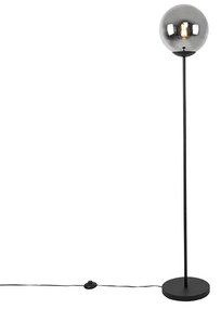 Art Deco vloerlamp zwart met glas smoke - Pallon Art Deco E27 Binnenverlichting Lamp