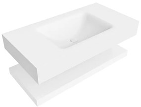 Zaro Alan badmeubel 90cm met planchet talc en vrijhangende wastafel cloud midden 1 kraangat talc