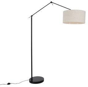 Vloerlamp zwart met kap lichtgrijs 50 cm verstelbaar - Editor