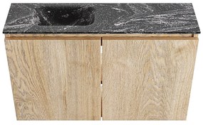 Mondiaz Ture DLux toiletmeubel 80cm washed oak met wastafel lava links met kraangat