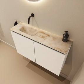 Mondiaz Ture DLux toiletmeubel 80cm talc met wastafel frappe links zonder kraangat