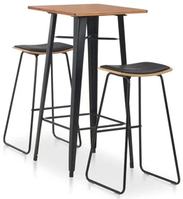 vidaXL 3-delige Barset staal zwart