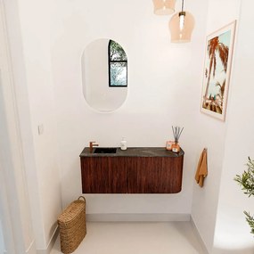 Mondiaz Joya DLux 100cm toiletmeubel ronding rechts ruby met wastafel faye links 1 kraangat lava