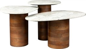 Dutchbone Suki Bijzettafel Set Organisch Marmer - 73 X 41cm.
