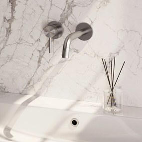 Brauer Stripe inbouw wastafelkraan ColdStart met gebogen uitloop en rozetten model A2 RVS geborsteld PVD