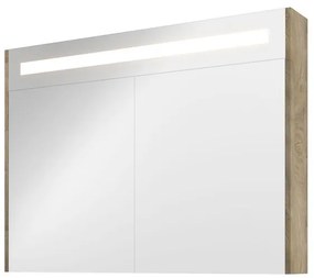 Proline Spiegelkast Premium met geintegreerde LED verlichting, 2 deuren 100x14x74cm Raw oak 1809451