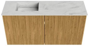 Mondiaz Joya DLux 80cm toiletmeubel oak met wastafel faye links zonder kraangat opalo