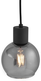 Art Deco hanglamp zwart met smoke glas - Vidro
