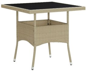 vidaXL Tuintafel poly rattan en glas beige