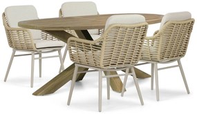 Tuinset 4 personen 200 cm Aluminium/wicker Taupe Coco Antoni/Boston