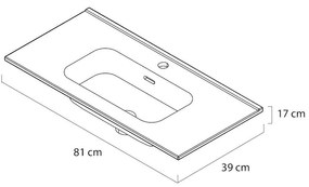 Tiger S-line Calpe wastafel 80x39cm glanzend wit met 1 kraangat