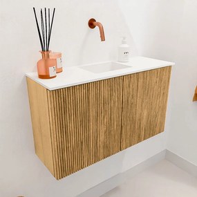 Mondiaz Joya 70cm toiletmeubel oak met wastafel faye midden zonder kraangat talc