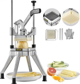VEVOR Aardappelsnijder Frietsnijder 3/8 inch, Frietsnijder Groentesnijder Commerciële Chopper Fruitsnijder met 2 Vervangende Messen, RVS Chopper Salade, Fruit