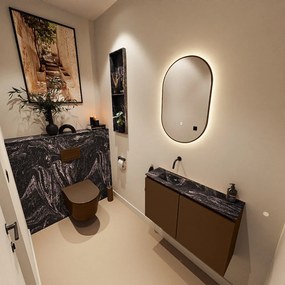 Mondiaz Ture DLux toiletmeubel 80cm rust met wastafel lava links zonder kraangat