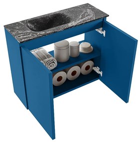 Mondiaz Ture DLux toiletmeubel 60cm jeans met wastafel lava links zonder kraangat