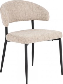 IRIS Beige (stof Juto 4) / zwart onderstel – MODERNE GESTOFFEERDE STOEL VOOR WOONKAMER/EETKAMER BOHO