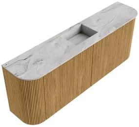 Mondiaz Joya DLux 115cm toiletmeubel ronding links/rechts oak met wastafel faye midden 1 kraangat glace