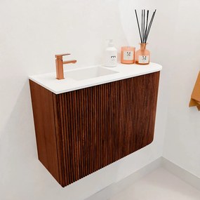Mondiaz Joya 60cm toiletmeubel ronding rechts ruby met wastafel faye links 1 kraangat talc