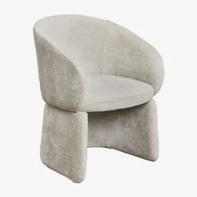 Set Van 4 Vasilis Chenille Eetkamerstoelen Met Armleuningen Stof Chenille Grijs – Koel - Sklum