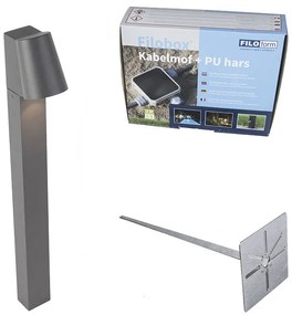 Buitenlamp donkergrijs met grondpin en kabelmof 60cm incl. LED IP44 - Uma