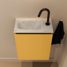 Mondiaz Ture DLux toiletmeubel 40cm ocher met wastafel opalo links met kraangat