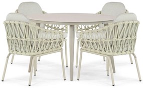 Tuinset Ronde Tuintafel 4 personen 120 cm Aluminium/rope Taupe Coco Barcelona/Vienna