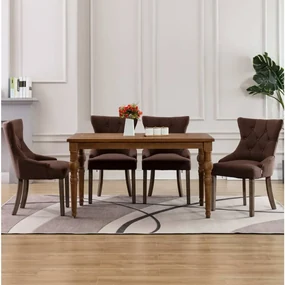 vidaXL Eetkamerstoelen 4 st stof bruin