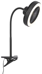 Bureauventilator zwart incl. LED 2700K - Dores Modern rond Binnenverlichting Lamp