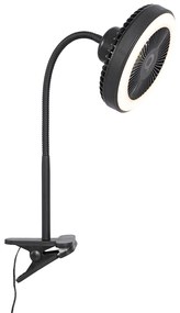 Bureauventilator zwart incl. LED 2700K - Dores Modern rond Binnenverlichting Lamp