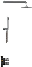 Hotbath Archie IBS30AIX inbouwdouche met staafhanddouche en dunne 20cm hoofddouche RVS