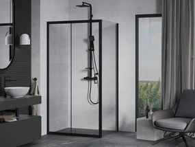 Mexen Apia schuifbare douchecabine 100 x 80 cm, transparant, zwart - 840-100-080-70-00