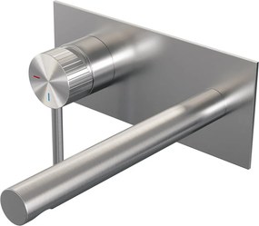 Brauer Stripe inbouw wastafelkraan ColdStart met rechte uitloop en afdekplaat model A2 RVS geborsteld PVD