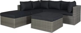 Baratti Hoek Loungeset Amalia - Antraciet &amp; Grijs - Wicker - Baratti