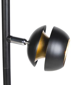 Moderne vloerlamp 3-lichts zwart met gouden binnenkant - Buell Deluxe Modern GU10 bol / globe / rond rond Binnenverlichting Lamp