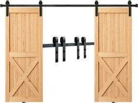 VEVOR 244cm schuifdeurbeslag J-vormig schuifdeursysteem met 2-delige rails Draagvermogen van 150 kg Looprail Ideaal voor schuifdeuren met een deurdikte van 32-45 mm en een deurbreedte van 1,12-1,32 m