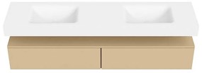 Zaro Alan badmeubel 190cm sand 2 lades met vrijhangende wastafel cloud dubbel 2 kraangaten talc