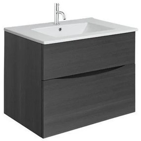 Crosswater Glide II Wastafelonderkast - 70x45x52cm - 2 lades - greeploos - softclose - steelwood GL7000D2ST