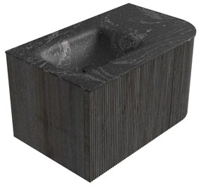 Mondiaz Kurve-dlux 75cm badmeubel ronding rechts shadow met 1 lade en deur en wastafel grunne links zonder kraangat lava