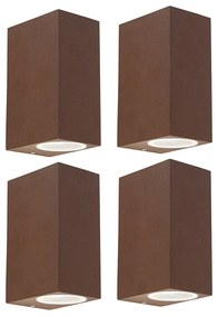 Set van 4 wandlampen roestbruin 2-lichts IP44 - Baleno