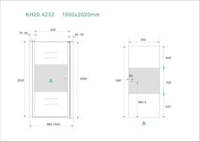 Mueller Satijn douchedeur links met mat glas 100x200cm Anti-kalk