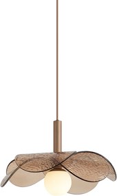Design hanglamp donker brons met ribbel glas - Kemner
