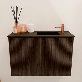 Mondiaz Joya 60cm toiletmeubel walnut met wastafel faye rechts 1 kraangat urban