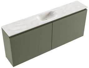 Mondiaz Ture DLux toiletmeubel 120cm army met wastafel ostra midden zonder kraangat