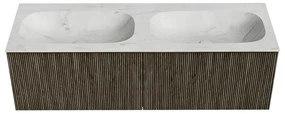 Mondiaz Kurve-dlux 140cm badmeubel shadow met 2 lades en wastafel stor small dubbel zonder kraangat opalo
