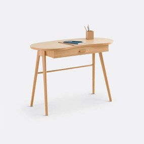 Bureau met 1 lade van massief eikenhout en eikenfineer, Astrid
